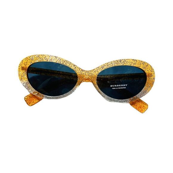 NEW BURBERRY Glitter Detail Cat-eye Frame Sunglasses In Orange - Picture 5 of 12